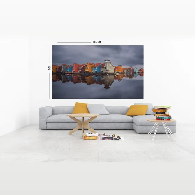 Trendex Global Canvas Schilderij – Nederlandse huizen – Groningen – Landschappen – 60x40x2 cm Kleurrijk