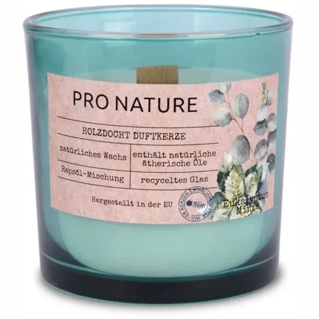 Muller Kerzen PRO NATURE geurkaars met houten lont mintgroen