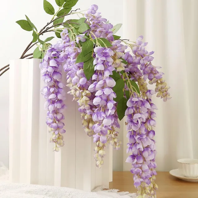 Zyronn Kunstbloemen Wisteria 4 stuks - 63 cm Blauwe regen hangplant - Zijden bloemen slinger - Voor thuis decoratie, feest, vloervaas en bruiloft - Paars