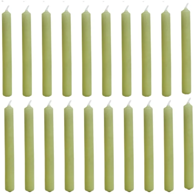 Rustik Lys Potloodkaarsen - Extra smal - 1,2 cm - Olijfgroen - Klein - 20 stuks - 1,2 x 10cm