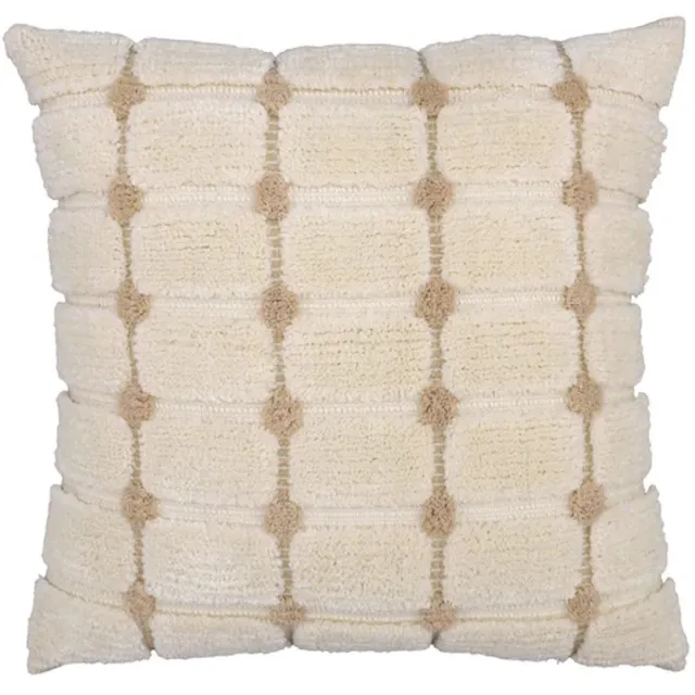 Urbane Hide Kussenhoes | Kussenhoesjes | Sierkussen | 45x45 cm | Geometrische Ruit | Crème & Beige | Zonder Binnenkussen