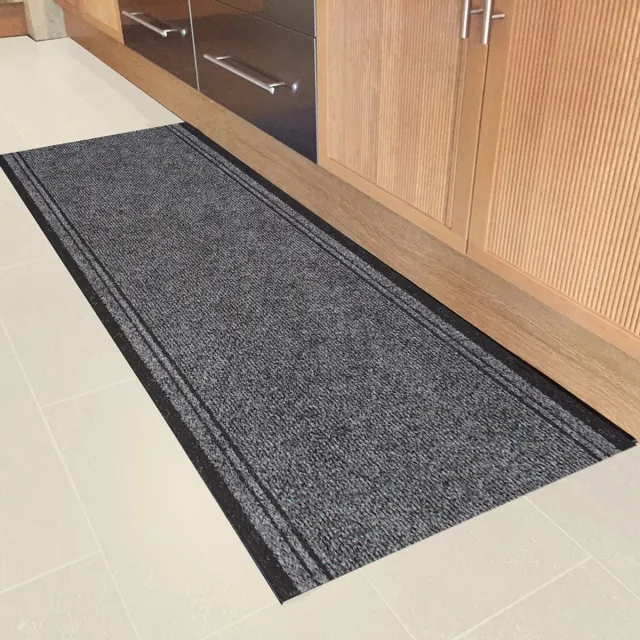 JYG Tapijtloper Club Grijs 80 x 350 cm - Keukenloper - Anti Slip - snijdbaar