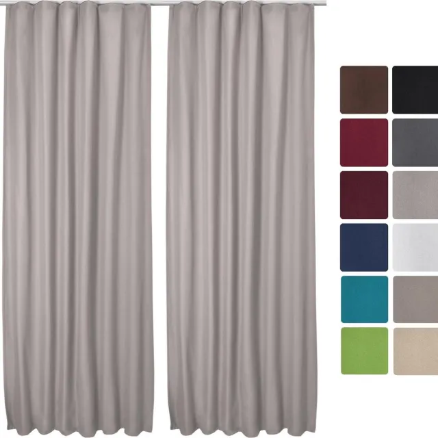 Beautissu Amelie TK - Set van 2 Isolerende Gordijnen met Plooiband - Thermische Gordijnen Kant en Klaar Verduisterend 140x245cm Grijs - Koude Bescherming & Warmte Isolerend