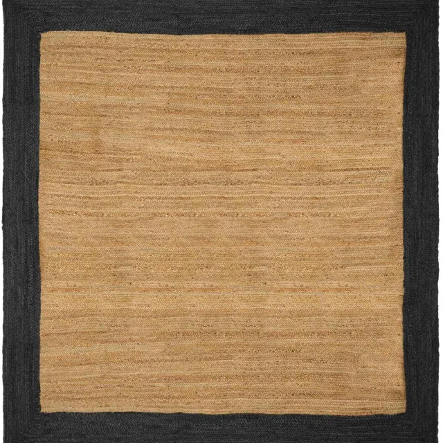 vidaXL Gebied - Tapijt - Donkergrijs - en - natuurlijk - 300 - x - 300 - cm - Jute Donkergrijs en Natuurlijk
