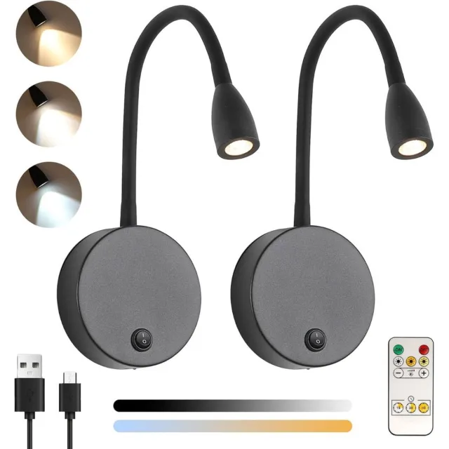 DailySupplies® Bedlampjes Hoofdbord - Leeslampjes - Bedlamp Slaapkamer Volwassenen - Met Afstandsbediening - Zwart
