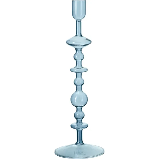 LIKE BY VILLEROY & BOCH Stijlvolle Kandelaar Blauw Glas 8x8x27cm - Merkloos