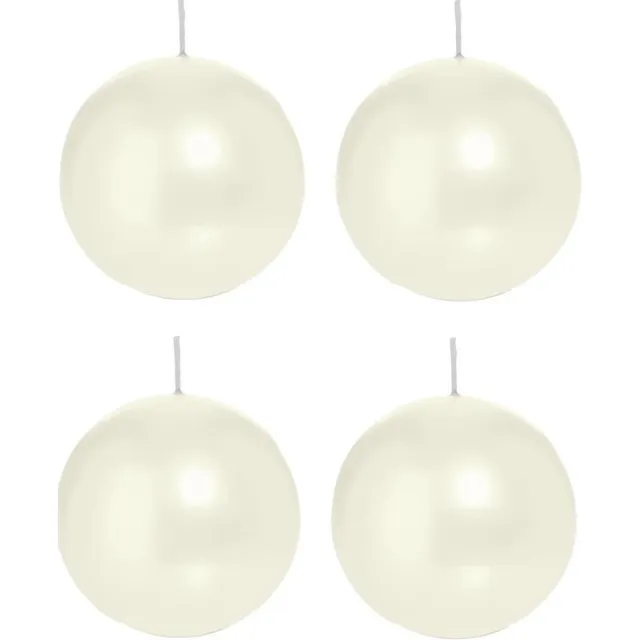 Trend Candles Bolkaars glad - 4x - parelmoer - 8 cm - 25 branduren - ronde kaarsen Wit