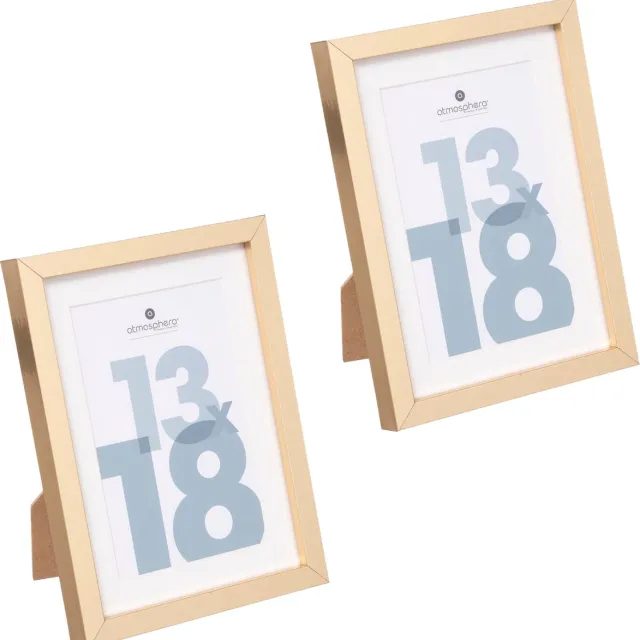 5Five® Atmosphera fotolijstje voor een foto van 13 x 18 cm - 2x - goud - foto frame Manu - modern/strak ontwerp Goudkleurig