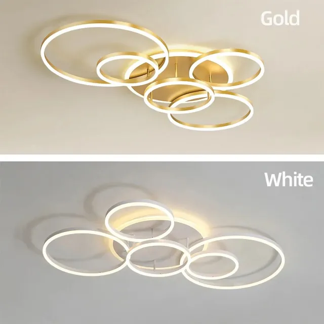 Novyro Living plafondlamp - verlichting - LED lampen - ringen - 3 kleuren - dimbaar - wit - woonkamer - slaapkamer - 260V
