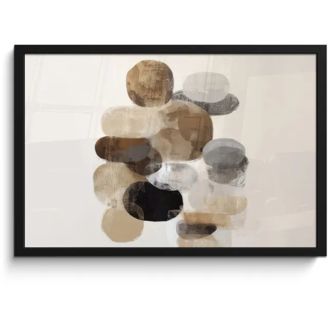 FrameYourWall Poster in lijst - Fotolijst 60x40 cm - Posters - Ovaal - Kleurvlakken - Penseelstreken - Posterlijst zwart - Decoratie - Wanddecoratie woonkamer - Muurdecoratie slaapkamer