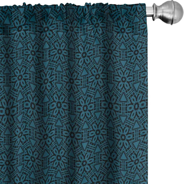 ABAKUHAUS Etnische Gordijnen – 2x75x245 cm – Blauw koksgrijs Blau Koksgraue