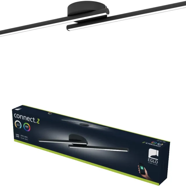 EGLO Flatron-Z Plafondlamp - 80 cm - Zwart - Instelbaar RGB & wit licht - Dimbaar - Zigbee