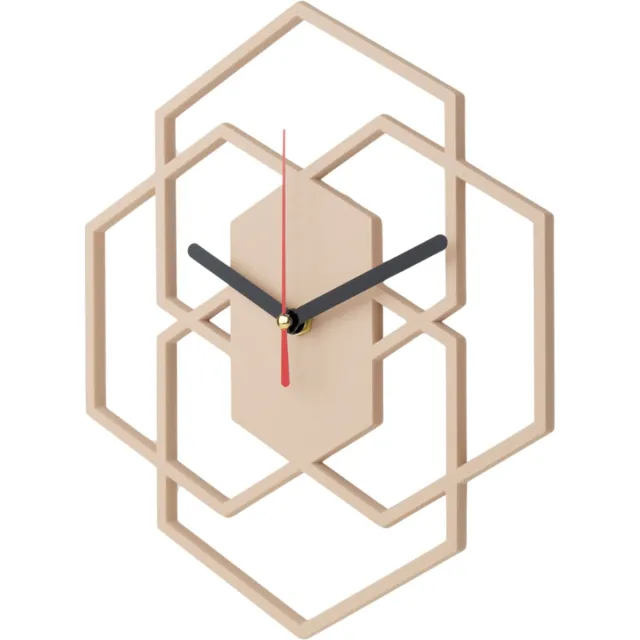 Home 3D Moderne Stille Wandklok Beige - Voor Keuken en Binnengebruik - Gemaakt en ontworpen in Nederland