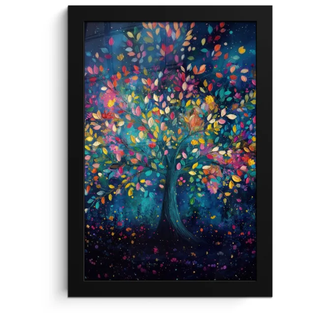 FrameYourWall Poster in lijst - Fotolijst 20x30 cm - Posters - Kleurrijk - Boom - Magisch - Abstract - Posterlijst zwart - Decoratie - Wanddecoratie woonkamer - Muurdecoratie slaapkamer