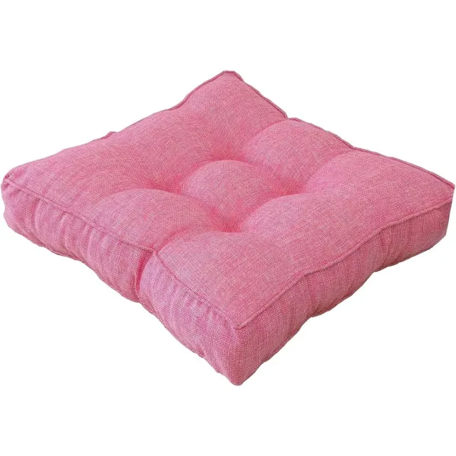 VHV Stoelkussen - Zitkussen - Tuinstoel Kussen - Vloerkussen - Katoen - Dik gevoerd - Voor binnen en buiten - Voor eetkamerstoelen - 45 x 45 x 10 cm - Roze