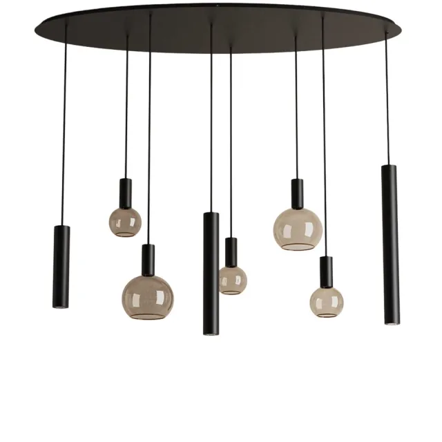 ZTAHL Hanglamp Riva ovaal zwart 8 lichts