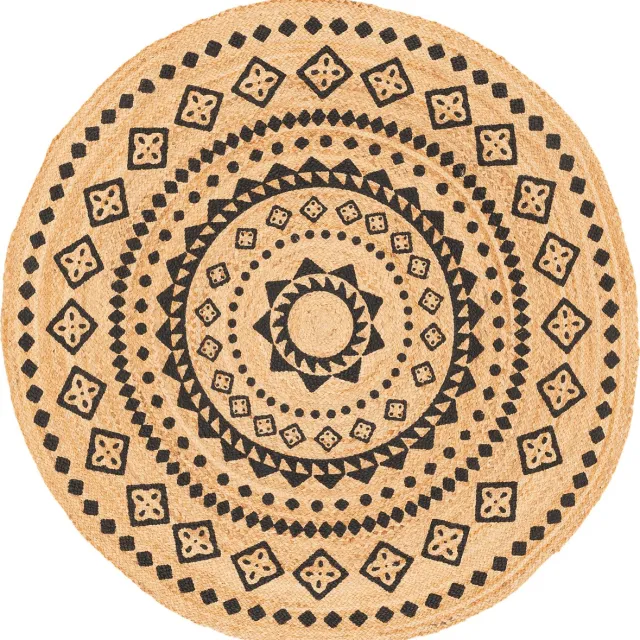 Pergamon Natuurvezel tapijt Jute Salsa Ethno Rond Beige