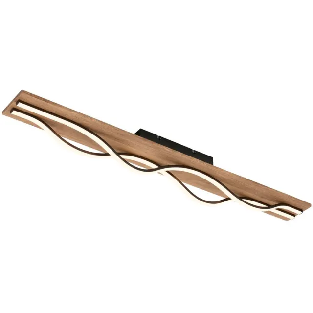 B.K.Licht Briloner Vinka - LED plafondlamp - 3817014 - Houtdecor - Waveform - 2 vlammen - AAN/UIT - Warm wit licht - 98 x 11 x 13,5 cm - Zwart Hout