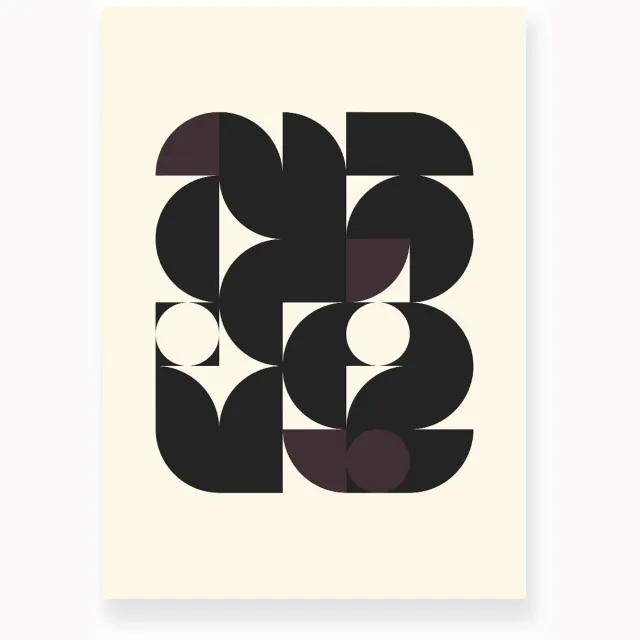 Yisual Poster 30x40 cm - Geometrisch Patroon - Zwart - Donkerbruin - Beige - Abstract - Vintage - Muurdecoratie - Wanddecoratie