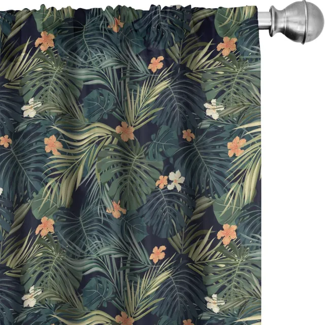 ABAKUHAUS Voorhang – Palme Flora – 2-delige set 75x225 cm – Meerkleurig Mehrfarbig
