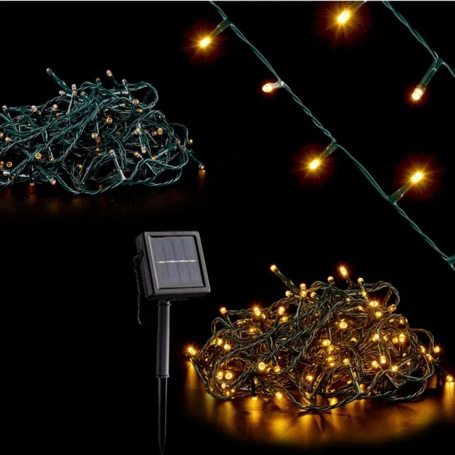 Krist+ Lichtsnoer - solar/zonne-energie - 200 warm witte LEDs - 10 m - verlichting
