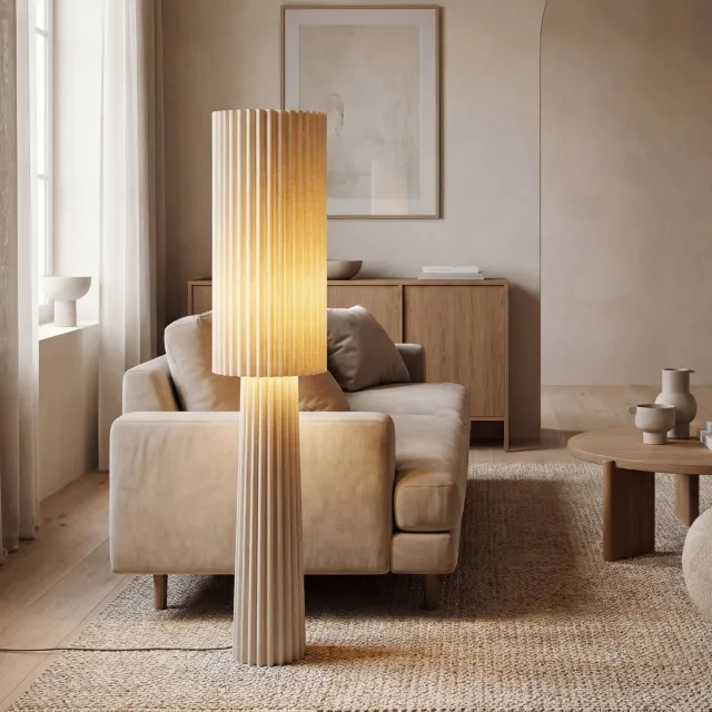 NOUS Living vloerlamp Koko (Ø30x120 cm) Crème