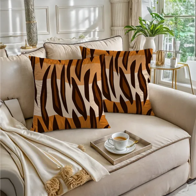Boraboi Luxe Decoratieve Kussenhoezen set van 2 , Zachte Suède Touch- 45x45cm -(Bruin,Geel,Crème Kleur)