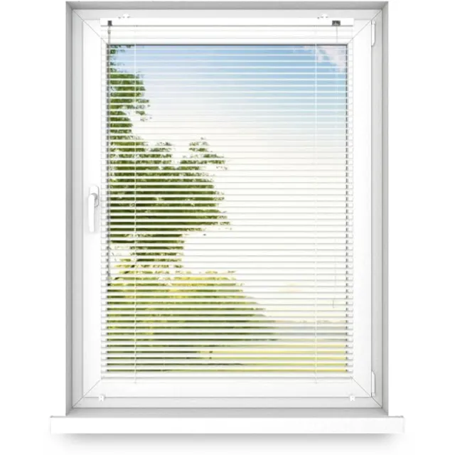 Fart Produkt time4blinds - Binnenjaloezieën Zonder Boren - Aluminium Jaloezieën - Aluminium Rolgordijnen voor Woonkamer, Slaapkamer, Keuken, Kantoor - met Koordgeleiders - Wit Glans, Links, 1200x1200 Witte glans - Links