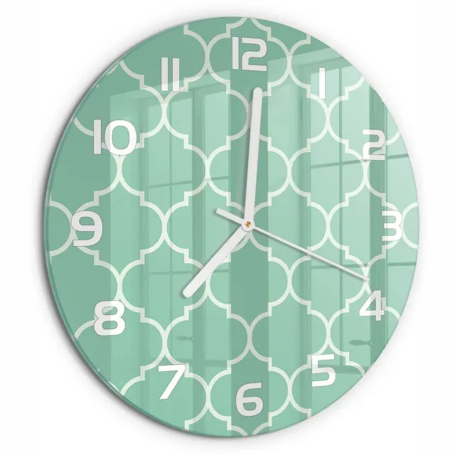 TULUP Wandklok - Marokkaanse achtergrond Decoratieve Glazen Klok - fi30 cm - Groente Glazen Wandklok Design - Witte handen - Ronde Klok - Glazen Klok Met Print - Wandklok Glas Met Motief