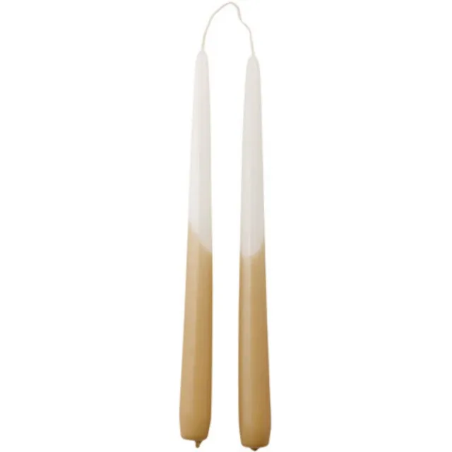 Rustik Lys Dinerkaarsen - Roze Wit - Apricot - Dip Dye Tweelingkaars - 29 cm x 2,2 cm