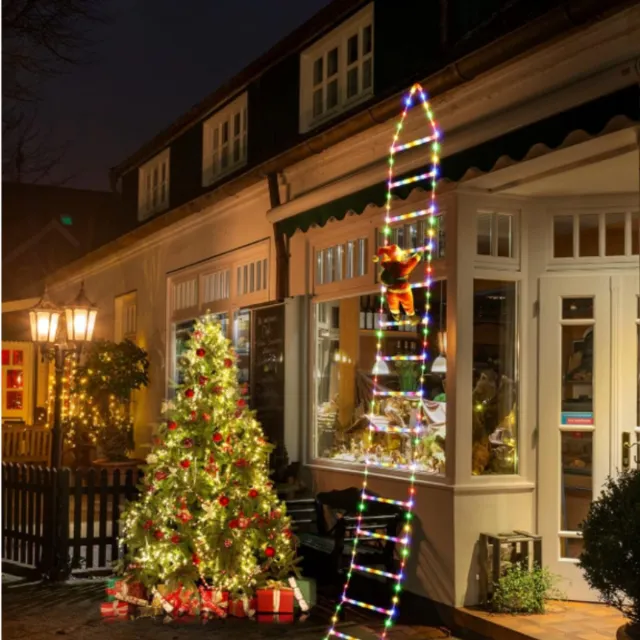 Blue Flamingo Kerstman Klimladder gekleurd licht 3 meter - Kerstverlichting buiten figuren - Kerst LED met USB-stekker - Met afstandsbediening - Geel licht - Knipper licht of constant - 8 knippermodi - Kerstmis tuin decoratie - Huis - Kerstboom - Muur versiering