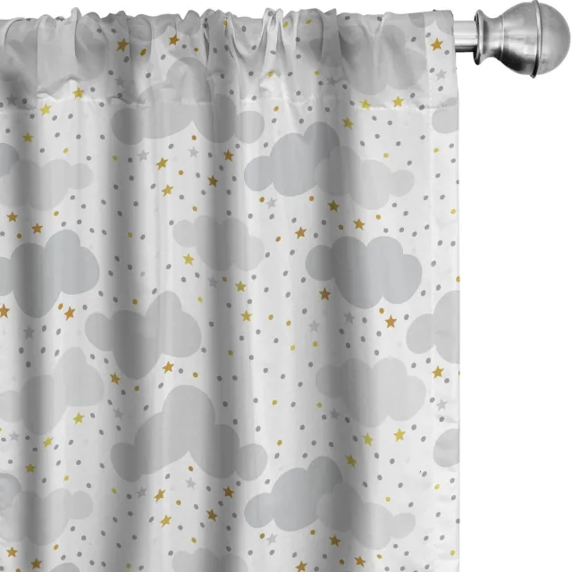 ABAKUHAUS Wolkengordijnen – Dromerige hemel, 2x75x175 cm, Microvezel Hellgrijs