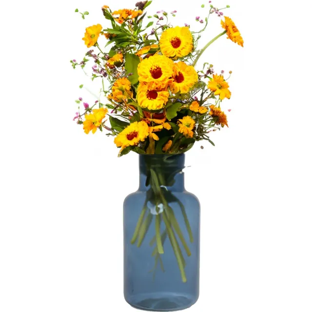 Bela Arte Bloemenvaas Milan - transparant blauw glas - 15 x 30 cm - melkbus vaas met smalle hals