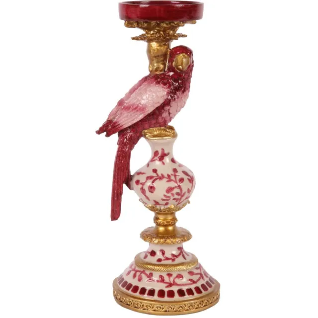 Baroque Kandelaar - Kandelaar Papegaai 32,5 cm - Rood - Resin - 32.5x12x12 - Polyresin Red