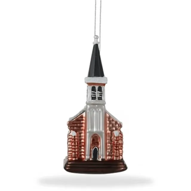 De Ballen Uit.. Kerstbal Hoornder Kerkje – Handgemaakt glazen ornament van De Ballen van Texel Multicolor