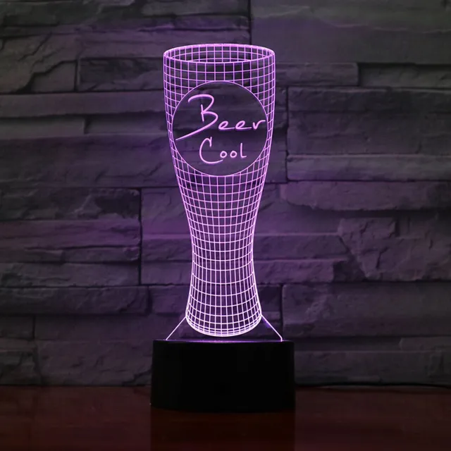 MC Living 3D Led Lamp Met Gravering - RGB 7 Kleuren - Biertje