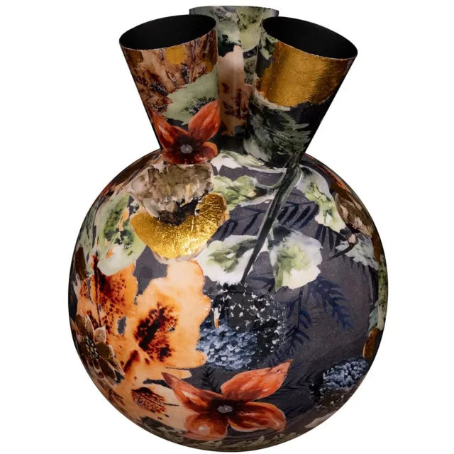 TS Collection Tulpenvaas Designed by Lammie - Berry blue - 33x40 - Metaal & Epoxy - Exclusieve woonitems voor binnen - Handgemaakt - Unieke print - Designed by Lammie