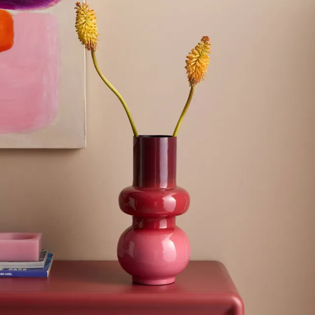 NOUS Living vaas Hira 33,5x17 cm - bordeauxrood/roze burgundy/rood/roze