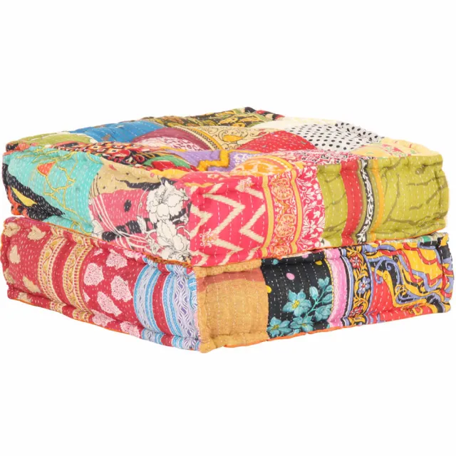 vidaXL Poef 70 x 70 x 34 cm Patchwork Stof Meerkleurig