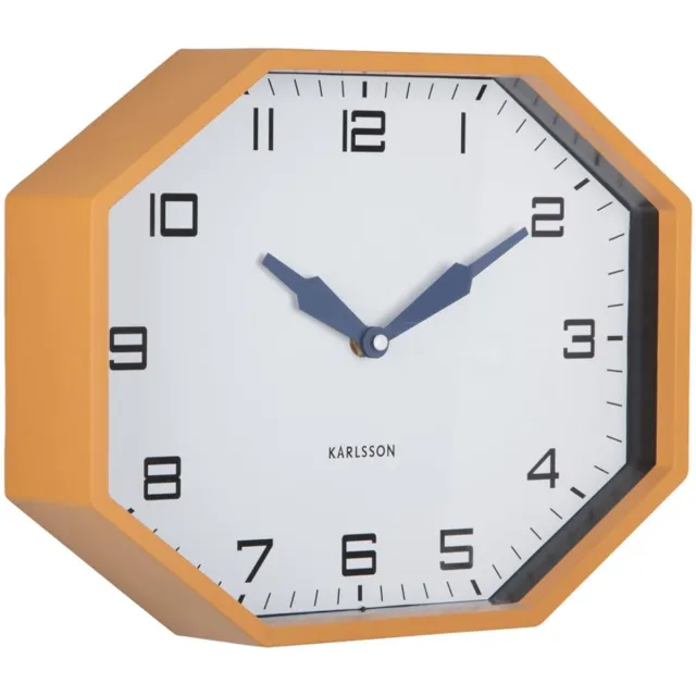 Karlsson Wandklok Modern Factory Octagon - Geel - 32x32x26cm - Wandklok Modern
