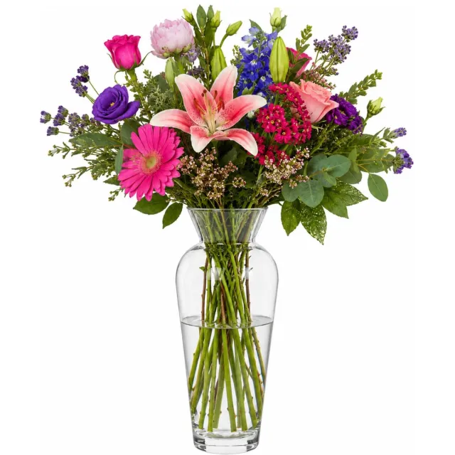 Alessandro bloemenvaas Derby - transparant glas - H30 cm - Decoratief en stijlvol - steelbloemen en siertakken