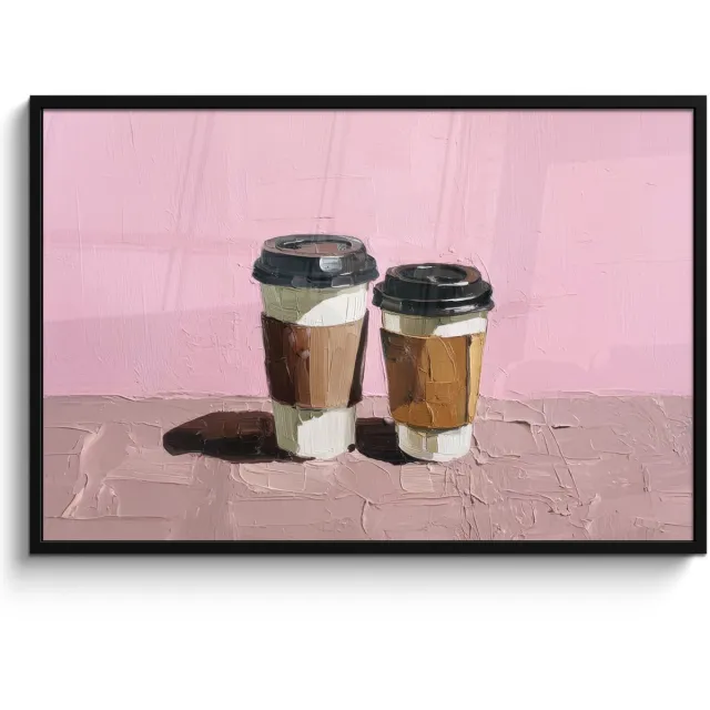 FrameYourWall Poster in lijst - Fotolijst 120x80 cm - Posters - Koffiebekers - Deksel - Verf - Textuur - Posterlijst zwart - Decoratie - Wanddecoratie woonkamer - Muurdecoratie slaapkamer