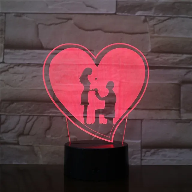 MC Living 3D Led Lamp Met Gravering - RGB 7 Kleuren - Liefde Verzoek