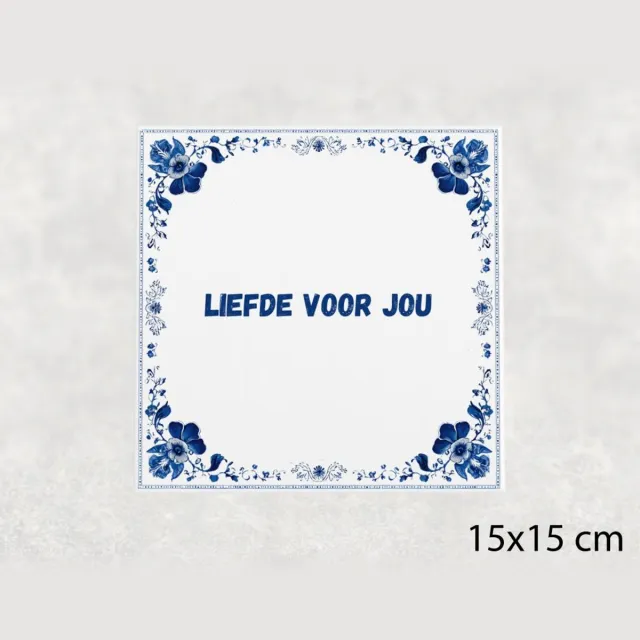 Voici Voilà Spreuk tegel 15x15 cm Liefde voor jou Wit met tekst