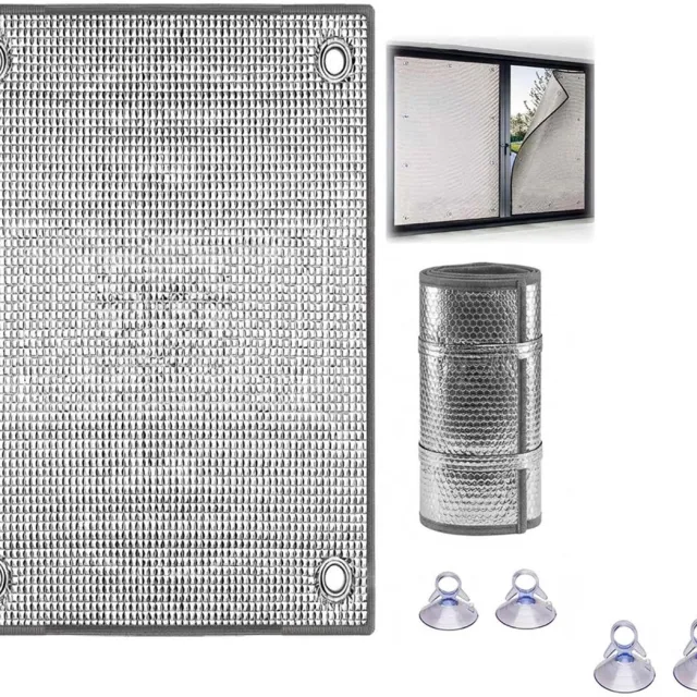 SNQ 2 stuks - Isolerend Raamgordijn - Thermische Isolatiefolie voor Camperraam en Dakraam - Aluminiumfolie Hitte Reflecterend - Verduisterend - Herbruikbaar - Met Zuignappen - Voor Deur, Slaapkamer en Thuis - Grijs - 90x100 cm