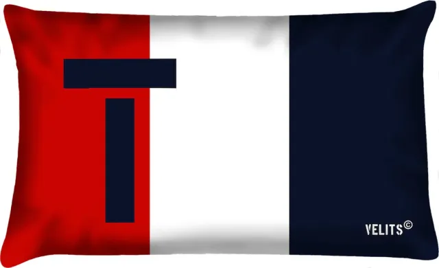 Velits outdoor Sierkussen - Buitenkussen Seinvlag Letter T Waterafstotend Bootkussen - Multicolor - 60 Cm X 40 Cm rood