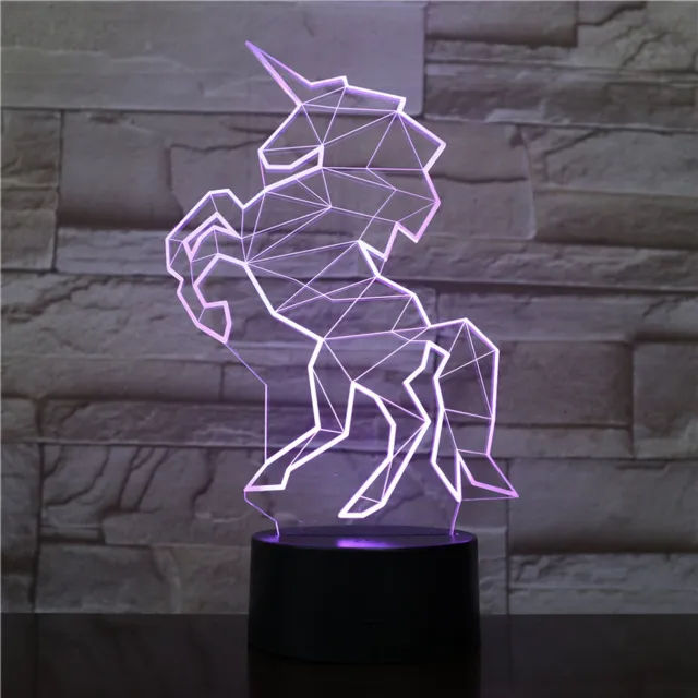 MC Living 3D Led Lamp Met Gravering - RGB 7 Kleuren - Unicorn