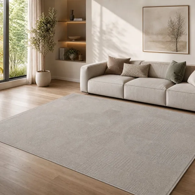 Muratap Vivant Japandi Abstract - Vloerkleed Laagpolig - Taupe Beige- 140x200 CM
