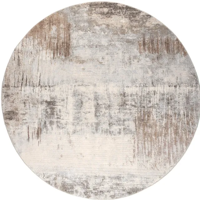 Studio Clarice Rond abstract vloerkleed - Xavier Scratch Taupe/Grijs - Ø 160cm