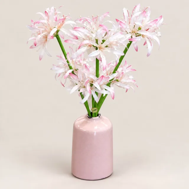 Globalgiftshop Steelbloem - kunstbloem lelie 2 bloemig 34 en 50 cm zalm roze - 3 stuks